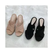 (店+)【Uneed】高跟坡跟厚底鬆糕鞋 🇹🇼MIT厚底超輕量交叉楔型鞋 韓系寬版交叉帶百搭超輕量舒適楔形跟鞋
