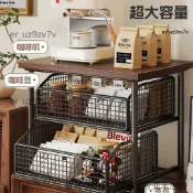 咖啡機增高架桌面置物架工位茶水間收納筐餐邊櫃分層架茶包架多功能收納層架廚房檯面整理架辦公室用品