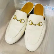 🇮🇹蔓蒂雜貨｜二手🇮🇹GUCCI Princetown Mule古馳經典馬銜扣米白色杏色牛皮穆勒鞋皮鞋懶人鞋拖鞋37號
