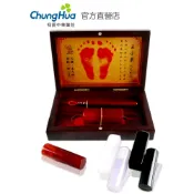 【中華筆莊】圓和樂 袖珍款禮盒A -袖珍胎毛筆1入(黑/紫檀木、赤牛角擇一)+臍帶章1入(玉髓3色擇一)+金足印盒