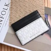 MICHAEL KORS COOPER 經典印花拼接簡易隨身卡夾(黑/白)