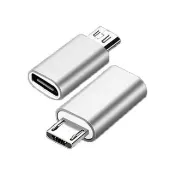 【百寶屋】USB 3.1 Type-c母 轉 MicroUSB公 OTG鋁合金轉接頭 銀