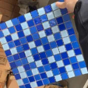 水晶玻璃馬賽克瓷磚小塊背景牆衛生間水池牆貼自粘魚池游泳池拼圖