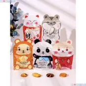 台灣✨ 出貨✨新款夾鏈餅乾袋 可愛動物卡通透明袋糖果夾鏈袋  自立袋 可愛糖果自封袋雪花酥 牛軋糖太妃糖鈕扣餅餅乾包裝袋