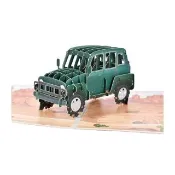 【Paper Play】萬用卡片-3D立體紙雕復古越野車造型卡片 父親節卡片 生日卡片 祝福卡(萬用卡片)