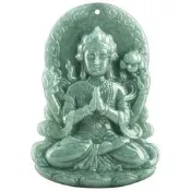 【免運可開統編】【現貨免運可開發票】天然a貨翡翠豆種四臂觀音掛件玉石蓮花吊墜玉佩南是時尚宋禮項鏈全臺