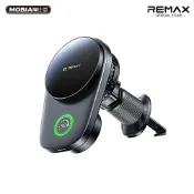 【隔日達】REMAX MagSafe磁吸車用無線充電支架 15W 風扇散熱 90度電動旋轉 氛圍燈效 一觸即充 單手取放