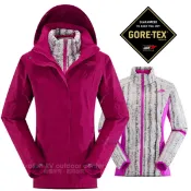 【北臉 The North Face】女 Gore-Tex兩件式外套(可拆式羽絨內件)防水透氣保暖夾克 紫紅_CUF1