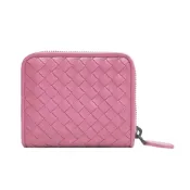BOTTEGA VENETA 寶緹嘉  624048 經典編織羊皮拉鍊錢包短夾(粉色)