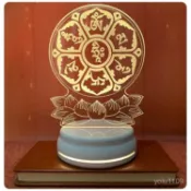 禪道院 佛像 陀羅尼 長生燈 佛堂燈 神像 供佛 光明燈 祈福 保平安 創意節能LED觸摸七彩六字大明咒燈供奉燈臥室燈床