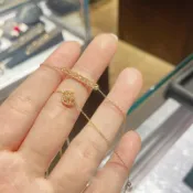 全球選品1館 生活百貨 復古 幸福圈圈 橫條鏤空拼鑽s925銀鍍金手鍊 可滑動調節 鑲鑽手鍊