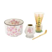 日本 美濃燒 櫻花 花工房 茶道具茶碗 抹茶碗 茶道四件組合 附盒裝