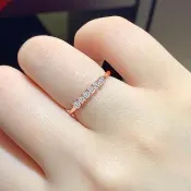 【Luster】99狂購! 3分 D/VS 培育鑽 玫瑰金 純銀 開運線戒 招財尾戒 鑽石戒指(培育鑽x6 總重0.18克拉)