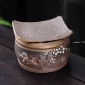🔥中式烤茶炒茶溫茶爐 粗陶焙茶器 茶葉提香器 家用香薰乾燥花 蠟燭烘茶器 圍爐煮茶新款寒梅加熱底座保溫優質