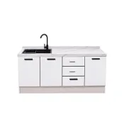 (店+)【林深家具】梳理台/家用巖板櫥櫃大理石廚房櫥櫃竈臺櫃出租房簡易櫥櫃定製水槽一體櫃/廚房流理台櫃/廚具/水槽櫃/廚房櫃