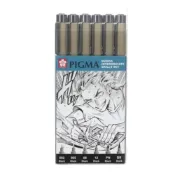(店+)【SAKURA 櫻花】筆格邁 中級漫畫 套裝 黑色 6支 代針筆 XSDK-M6B 耐水墨水