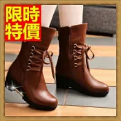 馬丁靴女中筒靴子-粗跟平跟厚底真皮保暖女鞋子3色65d55【獨家進口】【米蘭精品】