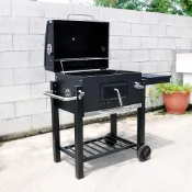 (店+)【LOGIS】大型木碳美味燒烤爐 家用庭院燒烤架 烤肉爐BBQ 烤肉 碳烤爐 木炭庭院燒烤架 美式bbq  【BQ05】