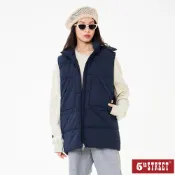 【5th STREET】 女裝 中長版 羽絨背心 背心外套 可拆帽 丈青 (550050)