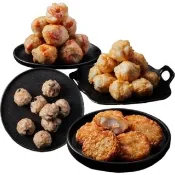 【新港社合 X 塭底撈】石斑干貝蝦丸+石斑花枝丸+石斑蝦樂餅+石斑香菇扁魚丸各一包(人氣夯丸一次擁有)