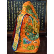 【靜福緣】精緻繡品『平繡金彩富貴龍袍＋奉帽(橘款) 』 神明衣神衣佛衣龍披龍衣多種顏色