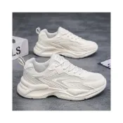 (店+)小白鞋男厚底寬楦休閒鞋青少年國高中生大童輕量透氣百搭板鞋大尺碼白色增高氣墊老爹鞋防水運動鞋軟底舒適避震慢跑鞋
