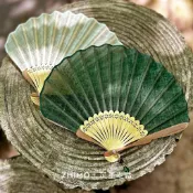 【桃園發貨】素麻。芷墨自然質感空白純色素面摺扇天然麻質古樸復古扇子貝殼扇2QF