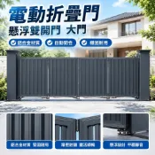 【鋁合金電動折疊門】庭院大門 懸浮雙開門 鄉村別墅 工廠 自動門 中式定制 摺疊門