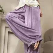 【韓國K.W.】輕量涼感人魚綺夢寬鬆韓國空運棉绸花苞顯瘦褲(小香風/休閒/日系/通勤/渡假)
