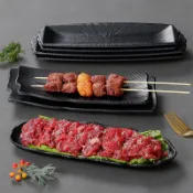 【現貨】【美耐皿】【批發價】密胺餐具 盤子 長方形商用日式炸串餐盤 火鍋店菜盤 烤肉燒烤盤
