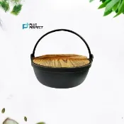 【PERFECT 理想】龍文堂鑄鐵鍋24CM附原木蓋(可用於IH爐及各式爐具)