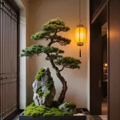 【送貨到府--聊聊客服】 新中式模擬迎客松室內造景觀裝潢大型羅漢松假樹餐廳玄關角落擺件