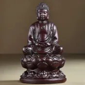 🔥風水擺件🔥黑檀木雕大日擺件釋迦摩尼牟尼佛像阿彌陀佛三寶佛【能量加持】