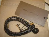 BOTTEGA VENETA BV 手環 雙圈 編織 黑色 全新正品