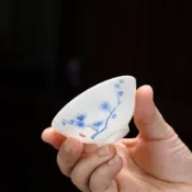 工廠現貨 德化羊脂玉瓷釉上彩中國風中式青花斗笠杯6只品茗杯家用功夫茶具487-LPS 保售後 台灣公司