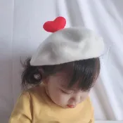 INS 正韓 愛心 貝雷帽 蓓蕾帽 帽子 毛呢 毛帽 貝蕾帽 可愛 韓國 ANNA S.