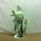 特價 WH7705【四十八號老倉庫】全新 早期 台灣 造景 陶偶 擺飾 熱帶魚 水族箱 水缸 庭園 高25cm 小瑕