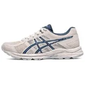 T8D9Q-250 ASICS Gel-Contend 4 網面舒適百搭 輕便 織物合成革耐磨透氣包裹性 低幫 休閒訓練長跑短跑城市通勤跑步鞋 女款 米白藍