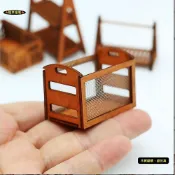 (店+)迷你仿真 置物籃 木籃 木框 麵包籃 鐵網 鏤空 手提 置物框 娃娃屋 袖珍 食玩 微縮 微景觀 模型