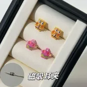 🎉新店開業-優惠多多🎉 臺灣出貨新款海綿寶寶派大星磁吸耳夾無耳洞童趣耳釘精緻可愛免打孔樹脂