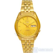 SEIKO 精工 SNK366K1手錶 盾牌5號logo壓紋面版 日星期 夜光 金色 自動上鍊 機械錶 男錶【錶飾精品】