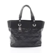 【DOKODEMO】【二手】香奈兒 (Chanel) CHANEL 托特包 Paris Biarritz MM 黑色 PVC 塗層帆布皮革 Paris Biarritz 托特包 MM 女士二手 A