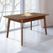 Homelike 喜家居 120-150cm實木延伸餐桌-胡桃色(2529)-150x80x75公分