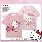 三麗鷗凱蒂貓HelloKitty短袖T恤 男女童裝親子裝 可愛半袖上衣 夏季兒童衣服