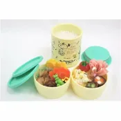 asdfkitty可愛家精品店 asdfkitty*特價 SNOOPY史努比 圓型不鏽鋼保溫便當盒+保鮮盒2個-附筷子.提袋-保溫罐-日本正版商品