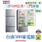 全省免運費~《586家電館》SANLUX三洋采晶玻璃變頻電冰箱528L【SR-C528CVG】3D立體直流~