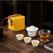 【LIFE SHOP】羊脂玉旅行茶具組/附旅行收納盒(泡茶組 交換禮物 茶具 旅行茶具 隨身泡茶組)