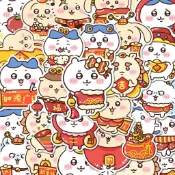 ☆買50張送50張☆吉伊卡哇 Chiikawa 春節 新年 貼紙 手帳貼紙 行李箱貼紙 防水貼紙 手機貼紙 貼紙動漫 行