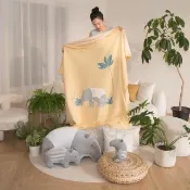 【YVONNE 以旺傢飾】100%美國棉薄紗毯-馬來貘 盛夏黃(4x5呎 純棉 台灣製)