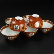 大同瓷器 紅色 萬字 紅福壽 瓷碗 湯碗 全新無使用 300/件
